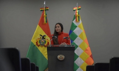 La ministra de Planificación, Felima Mendoza, en conferencia de prensa este miércoles. / Foto: APG.
