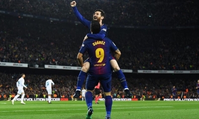 La alegría de Suárez y Messi (Alex Caparros / Getty)