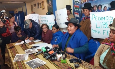 Conferencia de prensa de la Confederación de Mujeres Campesinas Bartolina Sisa.