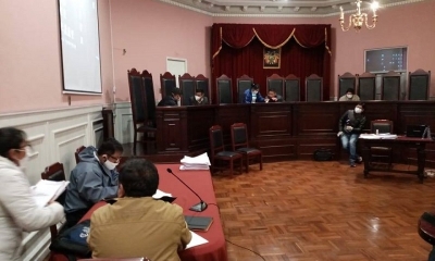 Audiencia en el Tribunal Departamental de Justicia de La Paz.