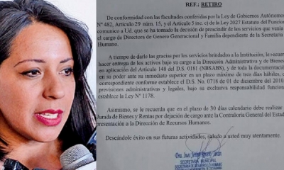 Andrea García y carta de retiro/Foto. Kandire