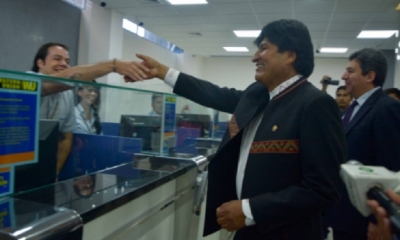 El presidente Evo Morales inaugura nuevo edificio del Banco Union en Tarija/Foto. ABI