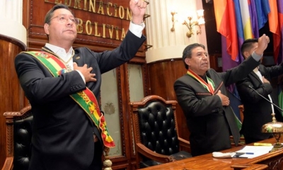 Luis Arce y David Choquehuanca cuando fueron investidos | PL 