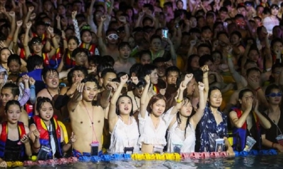 El Maya Beach Water Park se llenó de gente | Fuente: AFP