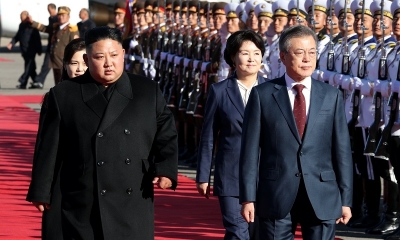 Kim Jong-un y Moon Jae-in en Samjiyon (Corea del Norte), 20 de septiembre de 2018.