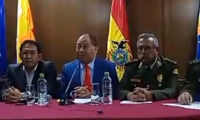 Ministro de Romero con autoridades en conferencia de prensa/Foto. Captura de pantalla