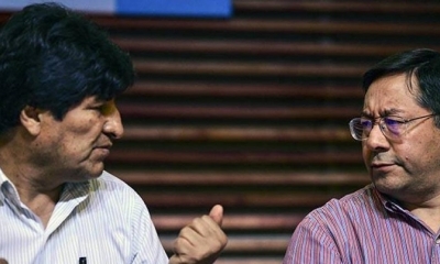  Evo (iz) y Arce (dr) pertenecen al Movimiento Al Socialismo