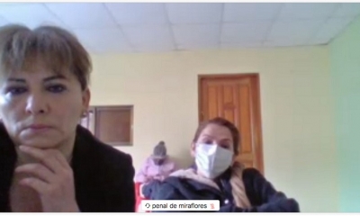 Jeanine Áñez en la audiencia virtual previa de apertura de juicio, este jueves.