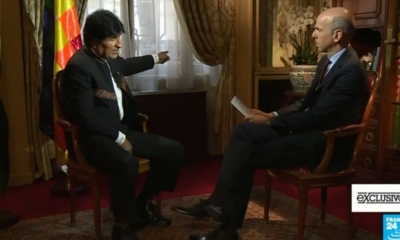 Evo Morales concedió una entrevista exclusiva a “France 24” durante su viaje de trabajo por Europa.
