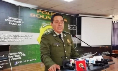 El director nacional de la Felcc, Iván Rojas, en una conferencia de prensa anterior. / Foto: Archivo