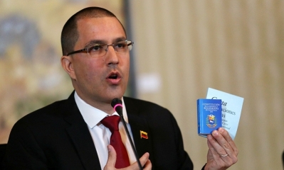 Canciller de Venezuela, Jorge Arreaza, en Caracas, Venezuela, el 9 de enero de 2020.
