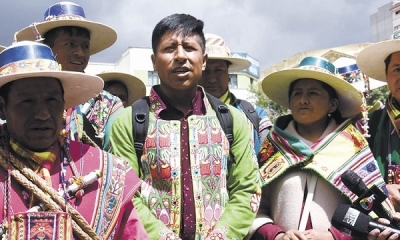 Ayllus y markas de Sacaca, norte de Potosí, en conferencia de prensa.