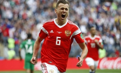 Denis Cheryshev celebra su gran gol ante Arabia Saudí. Foto: AP
