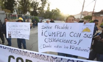 Trabajadores exigen el pago/Foto. RRSS
