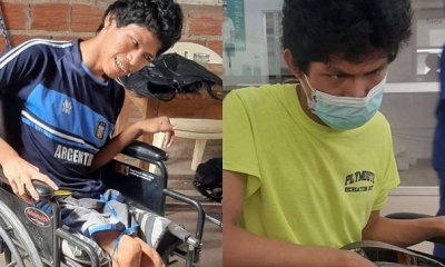 Diosmar de 21 años tiene discapacidad sicomotora y está en silla de ruedas
