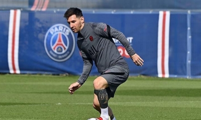 El delantero argentino Lionel Messi en entrenamiento. | @PSG_inside