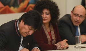 Evo Morales  estuvo con los Medios de Comunicación/Foto. ABI
