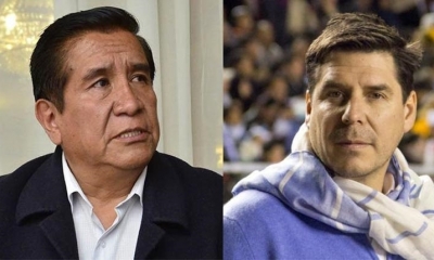 El presidente de la FBF, César Salinas, y el presidente de Baisa, Marcelo Claure. | Foto archivo | Hernán Andia y Agencias