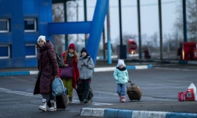 Refugiados ucranianos en la frontera con Moldavia.