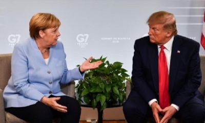 Donald Trump, de Estados Unidos, y Angela Merkel, de Alemania. | Fuente: AFP