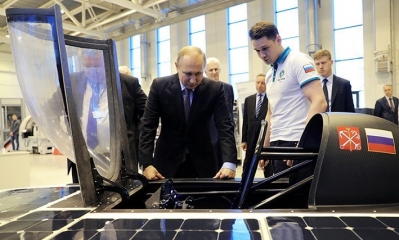 El presidente ruso, Vladímir Putin, en la Universidad Politécnica de San Petersburgo. Foto: RT