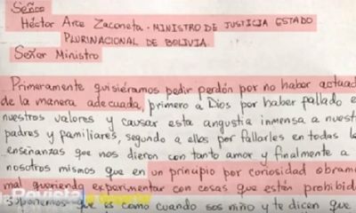 Los jóvenes enviaron la carta al ministro de Justicia/Foto. Captura de pantalla