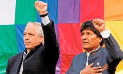 Los sectores sociales del MAS ya dieron el visto bueno para que García Linera acompañe a Evo. Foto: EL DEBER