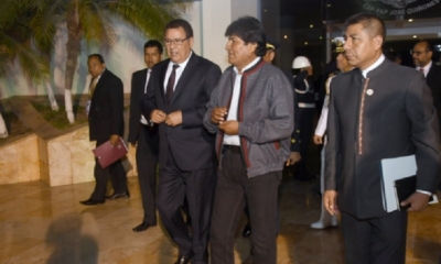 Llegó del presidente Evo Morales a la ciudad de Lima en Perú, para la Cumbre de las Americas , en su 8va versión