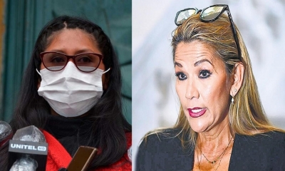 La presidenta de la Cámara de Senadores, Eva Copa y Jeanine Añez