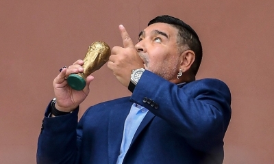 La exestrella del fútbol Diego Armando Maradona en la Casa Rosada, en Buenos Aires, el 26 de diciembre de 2019.