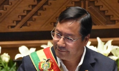 El presidente Luis Arce, durante su mensaje a la nación
