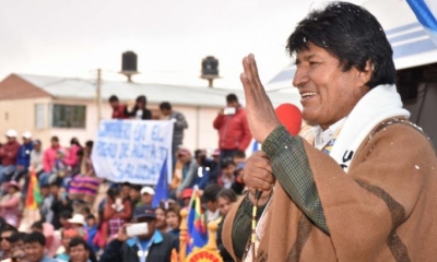 El presidente Evo Morales Ayma, asistió al inicio de construcción de la carretera Rio Grande-Laguna Colorada, fase 2, en el municipio de Colcha K.