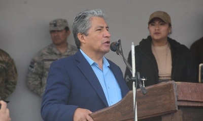 El ministro de Defensa, Edmundo Novillo, en un acto en Cochabamba. 