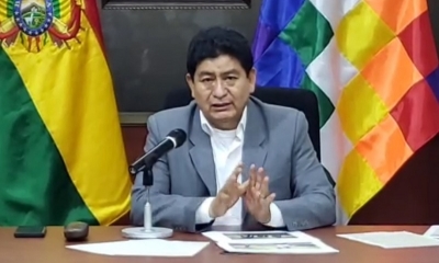 El ministro de Obras Públicas Servicios y Vivienda, Édgar Montaño, en rueda de prensa.