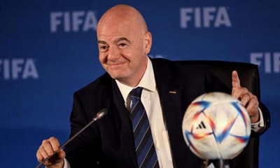 El presidente de la FIFA, Gianni Infantino durante una conferencia de prensa en noviembre de 2022. 