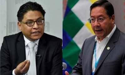 El ministro de Justicia Iván Lima y el presidente Luis Arce