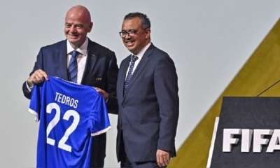 Tedros Adhanom Ghebreyesus intervino en el 72 Congreso de la FIFA reunido en Doha. 