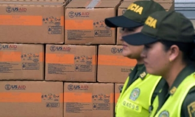 La ayuda humanitaria permanece en la frontera de venezolanda de Táchira con Cúcuta en Colombia. | Fuente: AFP