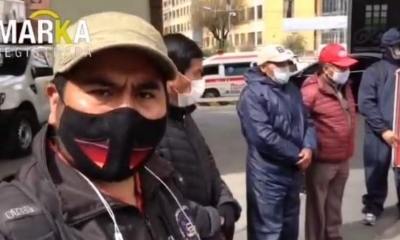 Trabajadores del ExRadisson exigen el pago de sus sueldos. Foto: Captura de video Marka Registrada
