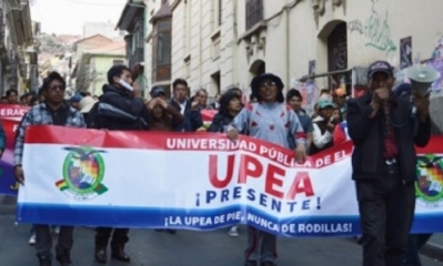 Protesta de estudiantes de la UPEA. Foto: ANF