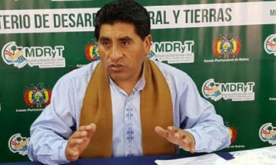 César Cocarico, ministro de Desarrollo Rural y Tierras/Foto. RRSS