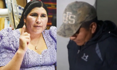 Nélida Sifuentes y el hermano del ministro Cocarico/Foto. Kandire
