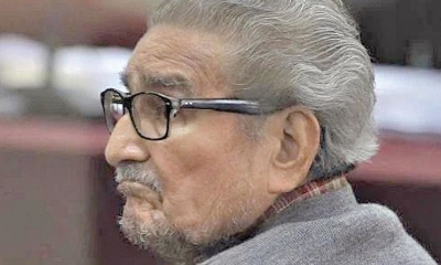 El líder del grupo terrorista Sendero Luminoso, Abimael Guzmán, durante una audiencia en 2014.
