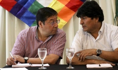 Luis Arce y Evo Morales en una foto de archivo