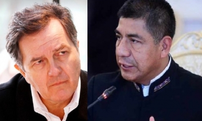 Roberto Ampuero y Fernando Huanacuni/Foto. Kandire