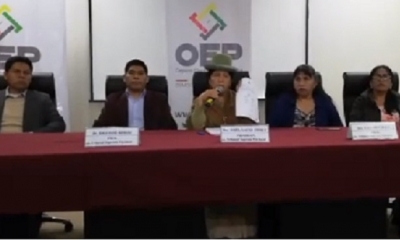 María Eugenia Choque, en conferencia prensa aclaró la situación/Foto. Captura de pantalla