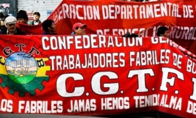 Una marcha anterior de la Confederación General de Trabajadores Fabriles de Bolivia