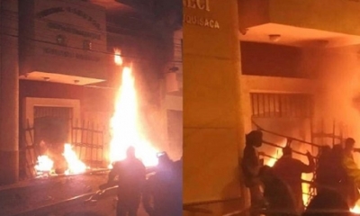 Por segunda vez incendiaron el edificio/Foto. RRSS