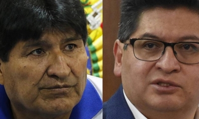 El expresidente Evo Morales y el ministro Marcelo Montenegro.