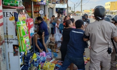 Momento del enfrentamiento en el mercado antiguo La Ramada. 